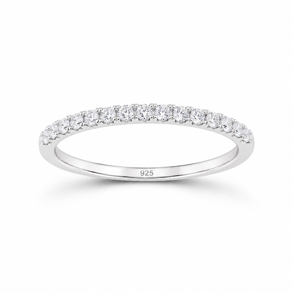 American Diamond Silver Band Ring - ZILVARA